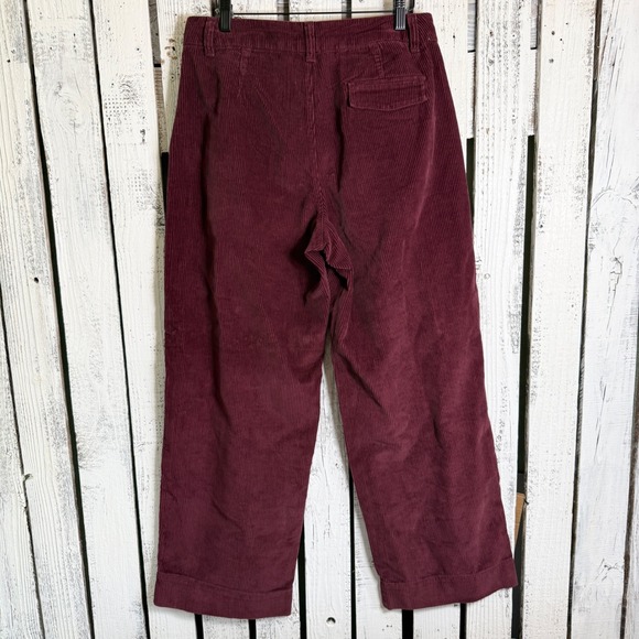 Old Navy High Rise Wide Leg Corduroy Pants Womens 6 Royal Velvet Burgundy Career - Picture 6 of 9